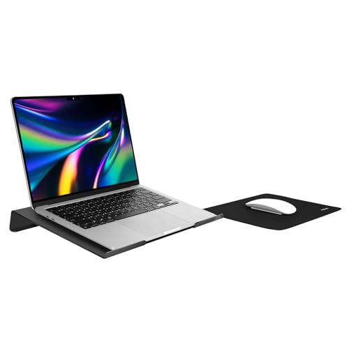 MOSISO Laptop Stand for Desk, Acrylic Matte Computer Stand, Ergonomic Keyboard Riser Kickstand with Mouse Pad for Collaborative Work, Compatible with up to 16 inch Laptops, Black
