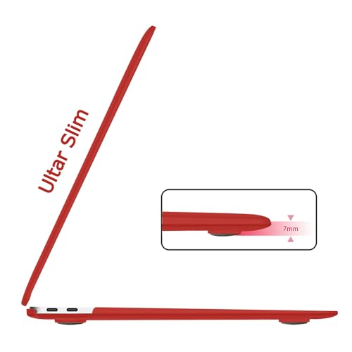 B BELK for MacBook Air 13 inch Case M1 2021 2020 2019 2018, Red | A2337 A2179 A1932, Matte Plastic Hard Shell for MacBook Air 13.3 inch Case Touch ID with Keyboard Cover & Screen Protector - color: Red