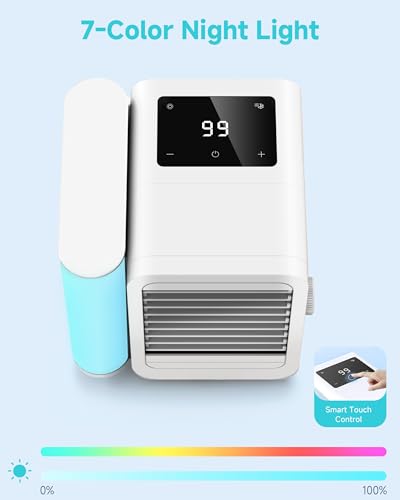 Portable Air Conditioners Fan: Air Conditioner, Ac Unit | Evaporative Air Cooler - Personal Mini Air Cooler with Timer & 7 Light Ac Unit for Bedroom Room Desktop Office (Off-White)