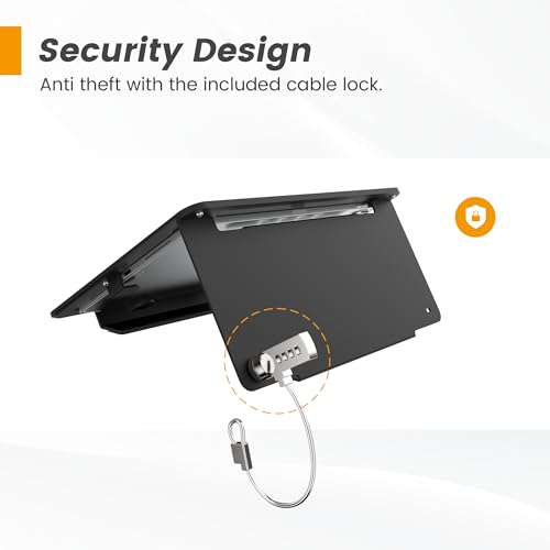 Tablet Desk Stand, All Metal 30 Ergonomic with Security Cable Lock for Office, POS Counter, Reception - Compatible with iPad 10th (10.9"), Pro 11", Air 4/5, Air 11" (M2/M3/M4), iPad 11" (A16) - color: Black
