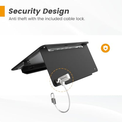 Tablet Desk Stand, All Metal 30 Ergonomic with Security Cable Lock for Office, POS Counter, Reception - Compatible with iPad 10th (10.9"), Pro 11", Air 4/5, Air 11" (M2/M3/M4), iPad 11" (A16) - color: Black