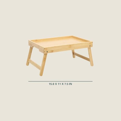Gibson Home Continental Bamboo Bed Tray with Folding Legs, for Breakfast, Eating, Working, Laptop, Foldable Serving