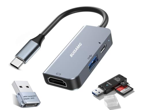 Small USB C HUB for Laptop, USB C Dongle for MacBook Pro, XPS | USB C Docking Station, USB C Splitter for iMac, iPhone 17, XPS, with Card reader+usb a to c adapter, 3-pcs set - color: C to HDMI