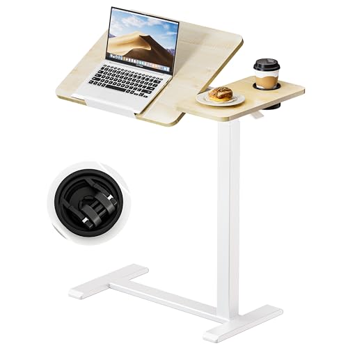Okin Overbed Bedside Table with Wheels, Adjustable Medical Tilt Top Hospital Bed Table Over The Bed, Rolling Desk Mobile Standing Desk for Hospital Home Use (Maple) - color: Maple