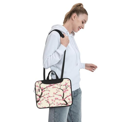 Laptop Bag Case Pink Cherry Blossom Flowers Computer Messenger Shoulder Bag Laptop Sleeve Briefcase - size: 13 inch