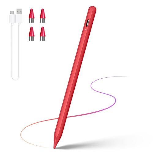 DRYMOKINI Stylus Pen for Touchscreen, Active Stylus Pen Compatible for Android and i-OS Tablet/Phones, Rechargeable Universal Stylist Pencil Compatible for A-pple/i-Pad/Phone Tablet, Red - color: Red, size: 1 Pack
