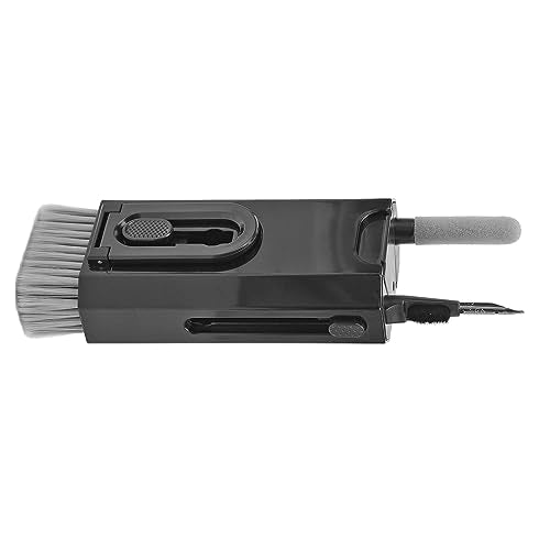 Cuifati 8 in 1 Detachable Keyboard Cleaning Brush with Hook and Loop, Versatile for Phone Laptop Tablet Headset Deep Crevice Cleaning, Builtin Key Puller (Black) - color: Black