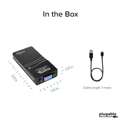 Plugable USB 2.0 to VGA Video Graphics Adapter for Multiple Monitors up to 1920x1080 Supports Windows 11,10, 8.1, 7, XP, Mac, and ChromeOS - size: 1920x1080 VGA