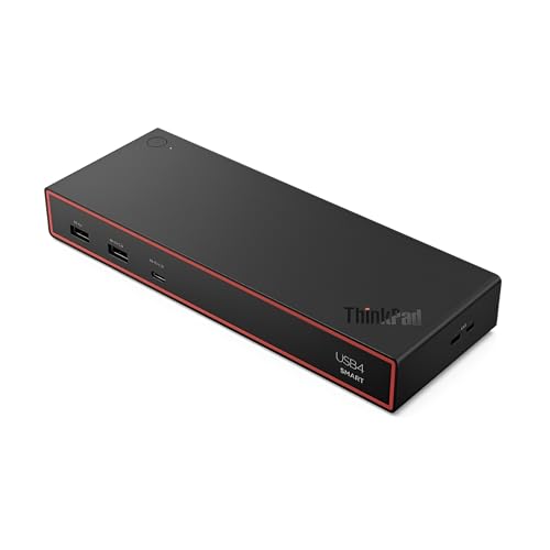 Lenovo ThinkPad USB 4 Smart Dock 5500 w/ 135W Adapter, Supports up to 4 Displays, 100W Power to Laptop, Integrated USB4 Cable, Eclipse Black