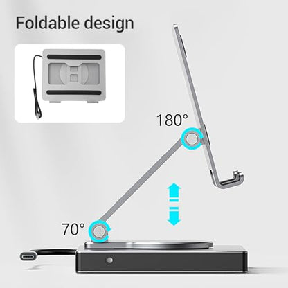 LICAEVEY Laptop Docking Station Stand, 10 in 1 USB C Hub with 100W PD Charging 4K HDMI Gigabit Ethernet Foldable Riser for Laptops Under 16 Inches
