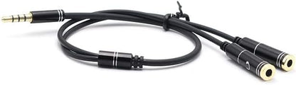 Audio Splitter Cable Y Adapter Micro Headset 3.5mm Male to 2 Female for Headphone Desktop and Laptop (Black)
