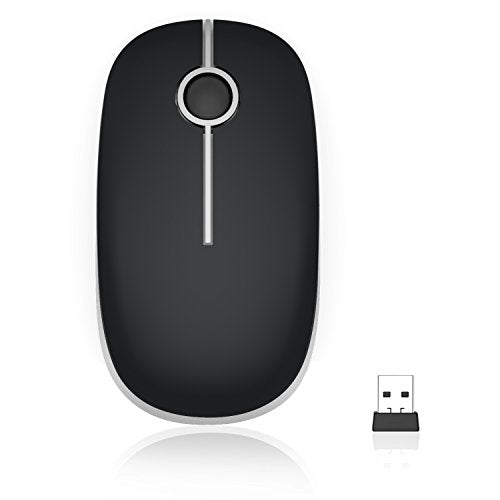 VssoPlor Wireless Mouse, 2.4G Slim Portable Computer Laptop Mouse with Nano Receiver Quiet Silent Optical Mice for Notebook, PC, Laptop, Computer-Black and Silver - color: Black and Silver