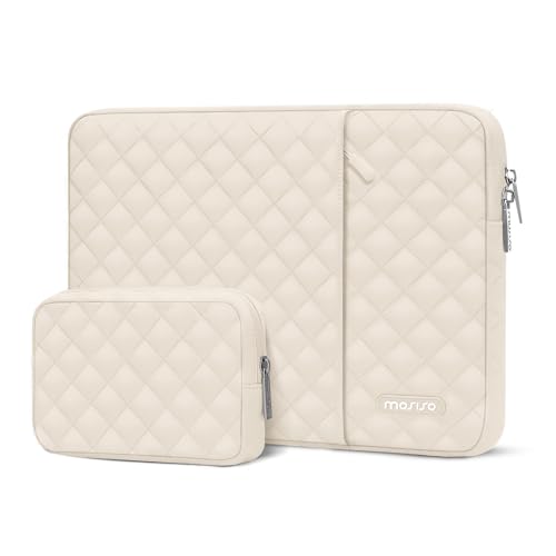 MOSISO Laptop Case 13.3 inch, 13-13.3 inch Laptop Sleeve, Sand | Compatible with MacBook Neo/Air 13.6/Pro 13/Pro 14, HP Dell ASUS Lenovo, Square Quilted Vertical Bag with Pocket&Small Case - color: Sand, size: 13.3 inch