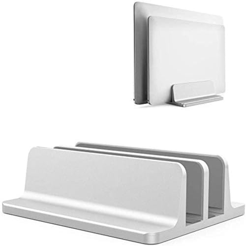 Universal Laptop Vertical Stand, Dual Desktop Adjustable Notebook Stand (up to 17.3 inches) for Samsung/HP/Dell/Chrome Book laptops (Silver) - color: Silver1
