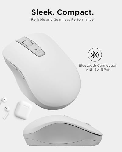 Lenovo Bluetooth Silent Mouse (WL300) - 5 Button Computer Mouse with Silent Left & Right Click – Sculpted Grip, Microsoft Swift Pair, Up to 1600 DPI (White) - color: WL300 White