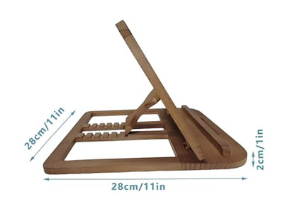 Wooden Laptop Stand for Desk & Wood - Style Laptop Stand, Foldable and Adjustable Ergonomic Notebook, Book, Phone & Tablet Stand, 6 - Gear Angle Adjustment, Cooling for 10-15.6 Inch