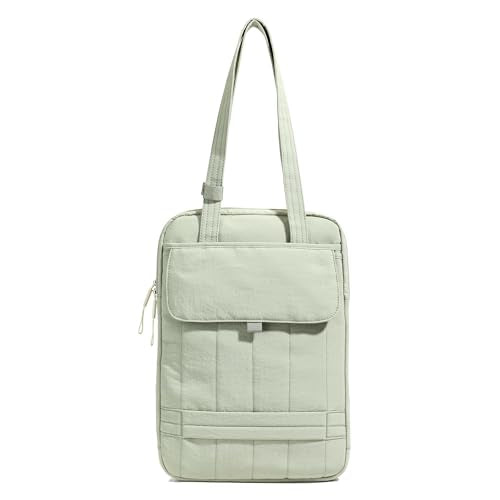 15.6 Inch Puffy Laptop Sleeve with Handle for Women Men, Green | Compatible with Macbook Pro/Air/Neo Laptops, Laptop Case with Luggage Strap, Vertical Quilted Shoulder Bag for Travel Work - color: Green