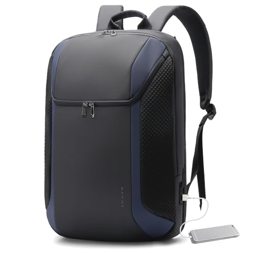 BANGE Smart Business Laptop Backpack Waterproof can fit 15.6-17.3 Inch Laptop with 3.0 USB charging port for men and women - color: Blue