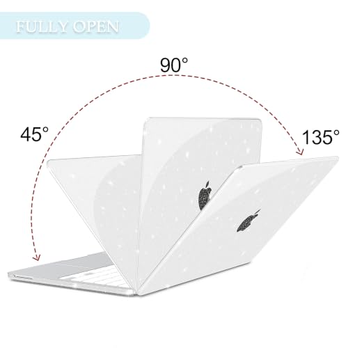 B BELK for MacBook Neo 13 Inch Case 2026 Model A3404, Sparkle Clear | Anti-Fingerprint Protective Matte Hard Shell, 2 Keyboard Covers Included, Screen Protector Included - color: Glitter Clear