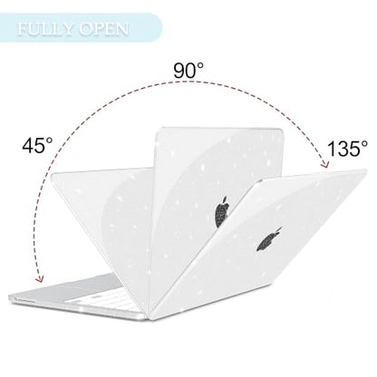 B BELK for MacBook Neo 13 Inch Case 2026 Model A3404, Sparkle Clear | Anti-Fingerprint Protective Matte Hard Shell, 2 Keyboard Covers Included, Screen Protector Included - color: Glitter Clear