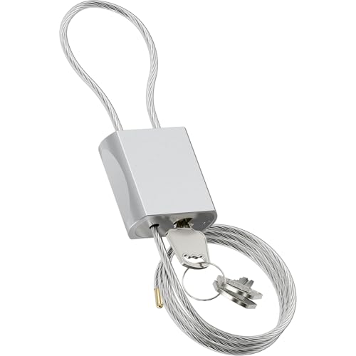 Cable Padlock Free Adjustable Lock 3 Keys, 3.28ft/1m Silver | Steel Cable 1/6"(4mm)Diameter, Lock & Secure, Weatherproof for Bikes, Lockers, Gate, Fence, Shed, Outdoor Equipment etc - color: Silver- 3.28ft(1m)