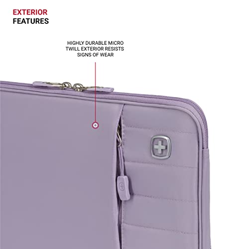 SwissGear Padded Zippered Laptop Sleeve, Micro-Twill Laptop Case with Zippered Front Compartment & Fleece Lining - color: Lilac, size: 16-Inch