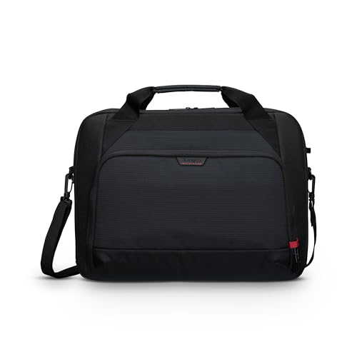 Targus 17–18 Inch Classic EcoSmart Briefcase, Large Laptop Bag with Padded Laptop Sleeve, Anti-Theft Zippers, Hidden Phone Pocket, Water-Resistant Design, Trolley Strap, Black CN418GL