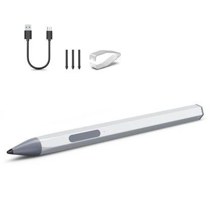 Stylus for Transformer/Mini/Zenbook Flip/Pro/Vivobook Flip/Pro/Duo/Notebook | Rechargeable MPP 2.0 Tilt Pen, 4096 Pressure Sensitivity, Hexagonal Body Design, Silver - color: Silver