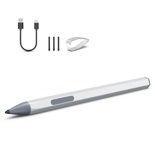 Stylus for Transformer/Mini/Zenbook Flip/Pro/Vivobook Flip/Pro/Duo/Notebook | Rechargeable MPP 2.0 Tilt Pen, 4096 Pressure Sensitivity, Hexagonal Body Design, Silver - color: Silver