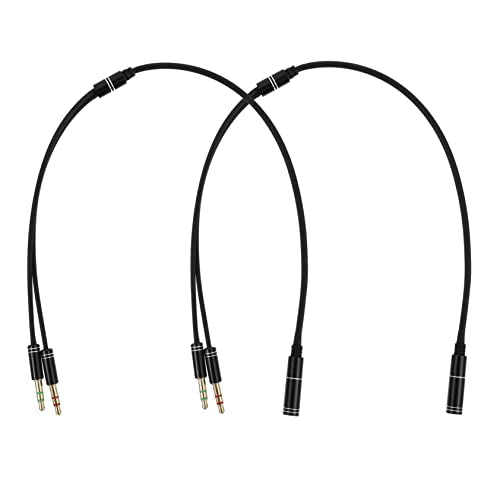 Vaguelly 2pcs Headset Splitter Audio Adapter Extension Cable for Laptop Dual Male to Female Connector Lightweight and Design for Headphones and Microphones
