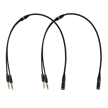 Vaguelly 2pcs Headset Splitter Audio Adapter Extension Cable for Laptop Dual Male to Female Connector Lightweight and Design for Headphones and Microphones
