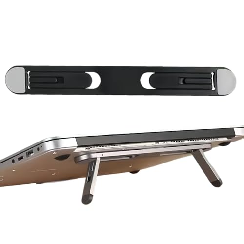 0.5cm Ultra Thin Invisible Laptop Stand, Foldable Mini Aluminum Laptop Riser, Portable Hidden Cooling Support Foot for MacBook 11-17 Inch Laptops& Tablets, 2 Adjustable Height Anti-Slip Notebook Stand