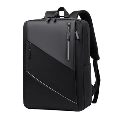 Business Laptop Backpack, Lightweight Casual Travel Backpack, Fashion Waterproof Work Laptop Bag with USB Charging Port,Black - color: Black