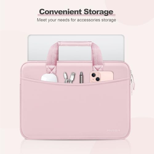 Laptop Case 16 inch,15-15.6 inch Laptop Sleeve Bag Compatible with MacBook Pro 16 M5 M4 M3 M2 M1,HP Dell Acer ASUS Lenovo Notebook,Neoprene Computer Bag with Handle&Curved Pocket, Pink - color: Pink, size: 16 inch