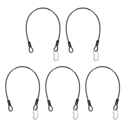 PATIKIL Security Cable Lock (3/16" Dia 1.6ft, Black)(5 Set) Vinyl Coated 304 Stainless Steel Double Loop Flexible Wire Rope Safety Cable with Quick Links Locking Connectors - color: Black, size: 3/16" x 1.6ft