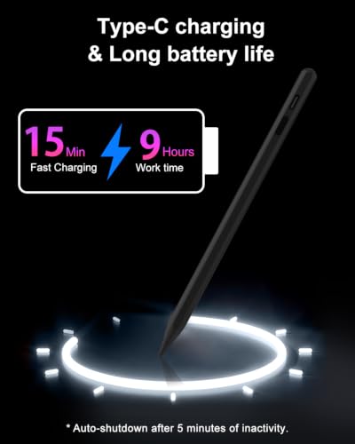 DIGIROOT Stylus Pen for iPhone, High Senstivity Universal Stylus Pen, Black | 3X Fast Charging, with LED Power Display, Magnetic Adsorption, Compatible with iPhone/Andriod/Tablet/Switch/Samsung Galaxy - color: Black