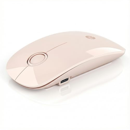 RAPIQUE Bluetooth Mouse for MacBook Pro/Air/Neo, iPad, Type C Rechargeable Dual-Mode Wireless Mouse for 3 Devices (BT5.1 + 2.4G), Silent Click, Sleek Slim, Portable for Laptop/Surface – Beige - color: Beige