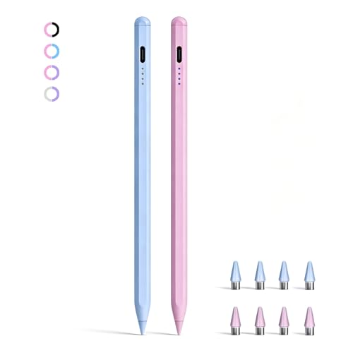 (2 Park) Stylus Pen for Samsung Galaxy Tab A11 / A11+, A9 / A9+, A8, A7 Lite, Active Capacitive Pencil for Samsung Android Tablet & iOS Touchscreens, Digital Pen with 8 Tips (Pink+Blue) - color: Pink+Blue