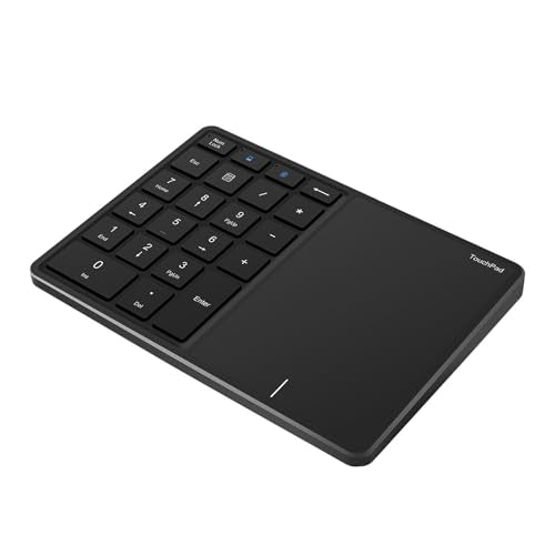 Sanpyl Numeric Keypad, 2 in 1 22 Keys 2.4G Touchpad Bluetooth 4.2 Number Pad, Type C Charging 500mAh Financial Accounting Keyboard, for Laptop, PC, Desktop(Black) - color: black