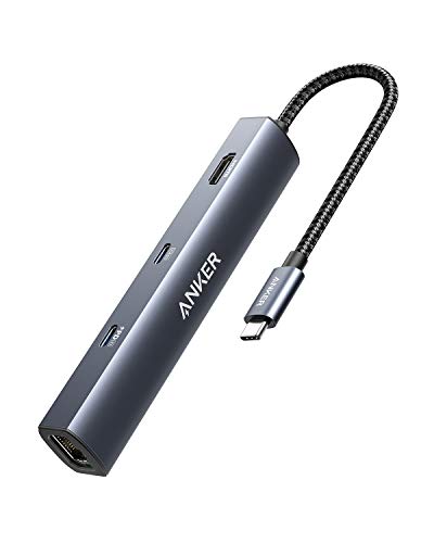 Anker USB-C Hub with Ethernet, 6-in-1 Multiport USB C to Ethernet Adapter | 4K HDMI Adapter with Ethernet, 65W Max PD, USB-C & 2 USB-A Data Ports, for MacBook Air, iPad Pro, XPS, Home Office and More