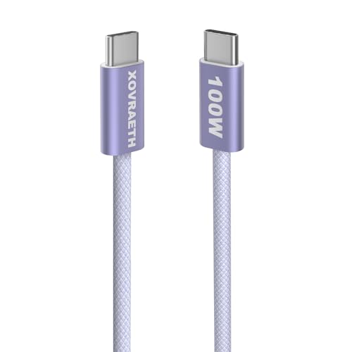 USB C to USB C Cable, 6ft, 100W PD 5A Fast Charging Cord, Aluminum Connector & Nylon Braided Type C Charger Cord for iPhone 17/16/15, MacBook Air/Pro, iPad Pro, Samsung S25/S24/S23, Pixel 10(Purple) - color: Purple, size: 6FT