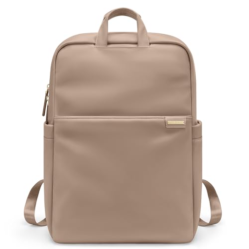 Slim Laptop Backpack for Women, Lightweight Business Backpack for Women Computer Bag Purse for Commuting, Fit 14Inch,Champagne Brown - color: Champagne Brown, size: 14 Inch