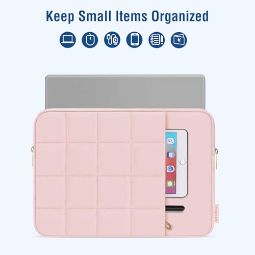 MOSISO Laptop Case 16 inch, 15-15.6 inch Puffy Laptop Sleeve, Pink | Compatible with MacBook Pro 16 M5 M4 M3 M2 M1, HP Acer Dell Lenovo,Twelve Square Quilted Bag with Vertical Pocket&Small Case - color: Pink, size: 16 inch