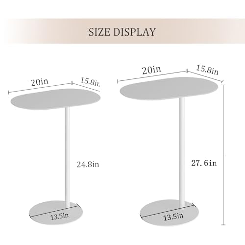 C-Shaped Metal Side Table, Slides Under Sofa for Small Spaces | White Iron End TableA lightweight, compact TV tray with a modern design， for Living Room Bedroom Bathroom - color: White, size: Height - 27.6in