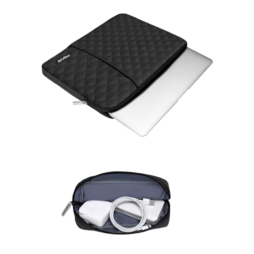 MOSISO Laptop Case 13.3 inch, 13-13.3 inch Laptop Sleeve, Black | Compatible with MacBook Neo/Air 13.6/Pro 13/Pro 14, HP Dell ASUS Lenovo, Square Quilted Vertical Bag with Pocket&Small Case - color: Black, size: 13.3 inch