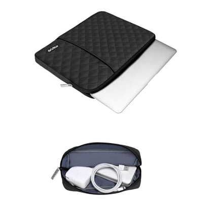 MOSISO Laptop Case 13.3 inch, 13-13.3 inch Laptop Sleeve, Black | Compatible with MacBook Neo/Air 13.6/Pro 13/Pro 14, HP Dell ASUS Lenovo, Square Quilted Vertical Bag with Pocket&Small Case - color: Black, size: 13.3 inch