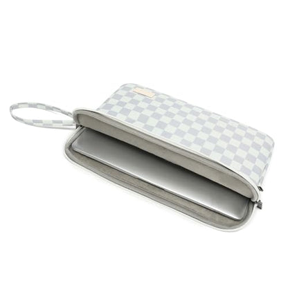 Laptop Sleeve with Pocket (Light Green Grid, 16 inch) - color: Light Green Grid With Strap, size: 16 inch