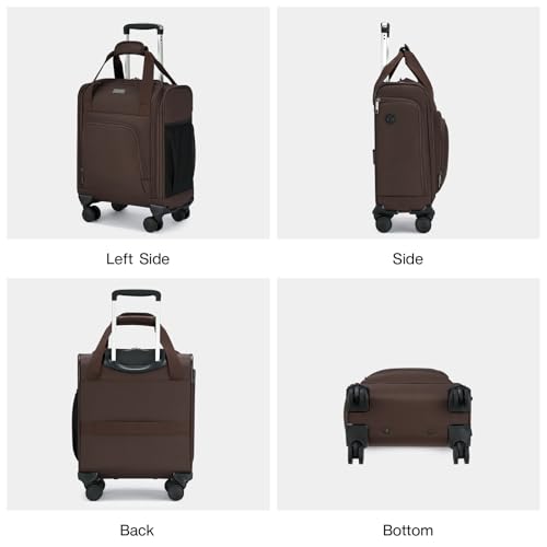 MILADA Underseat Carry On Luggage with Wheels, Airline Approved 16-inch Spinner Small Suitcase, Softside Travel Luggage, Personal Item Overnight Bag, Business Mini Suitcase for Women and Men, Coffee - color: Coffee