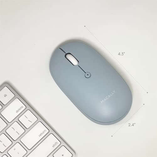 Macally Wireless Bluetooth Mouse - Quiet, Comfortable, Rechargeable for MacBook Air/Pro, Mac, iMac, Apple iPad - Wireless Mouse for Laptop, Windows PC Desktop - color: Blue