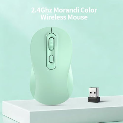 Wireless Mouse, 2026 New Model, Silent Click Ergonomic Design, Portable, 4 Buttons, Adjustable DPI (800/1200/1600), for Laptop/PC/Office (Green) - color: green